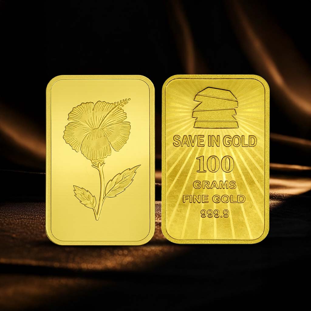 100 Grams Floral Pattern Gold Bar